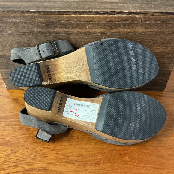 Cordani Womens Gray Suede Wooden Platform Sandals Size 39 US 8.5 Chunky Heel - Picture 6 of 8